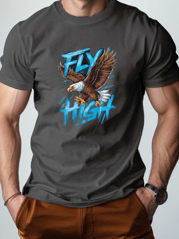 eagle graffiti style fly high pure cotton men's tshirt comfort fit