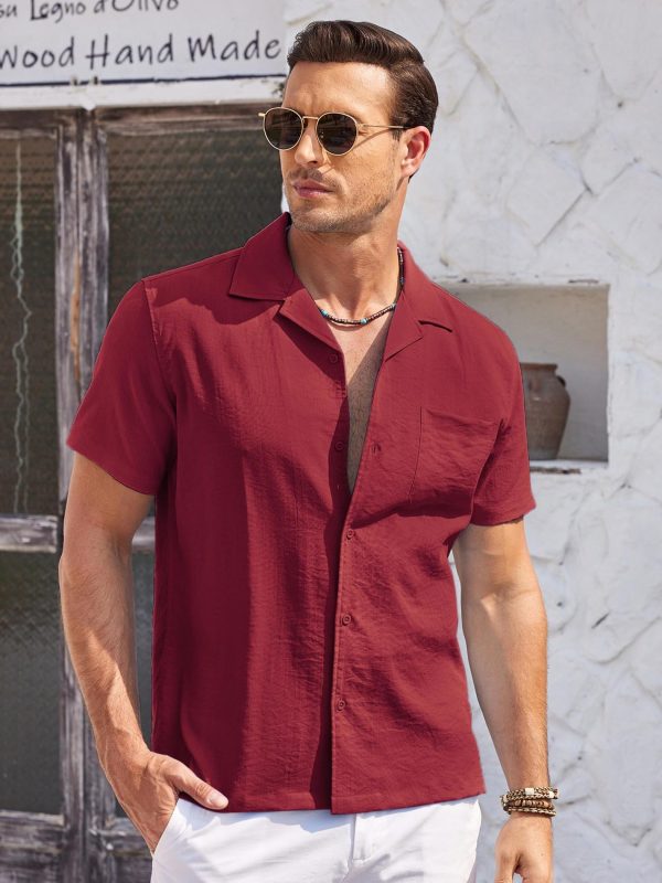 men's black casual button shirt short sleeve, summer resort & beach wear, sizes s xxxl, breathable blend, classic collar design, machine washable, beach shirt