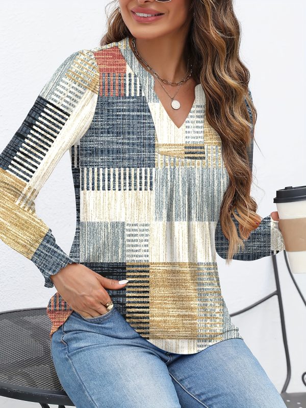 womens v neck long sleeve blouses tops 2024 fall fashion ruffle cuffs dressy casual t shirts